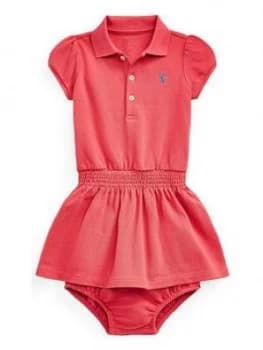 Image of Ralph Lauren Baby Girls Classic Short Sleeve Polo Dress - Red