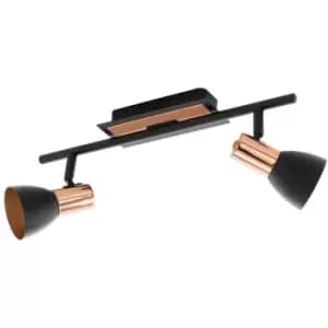 Image of Netlighting Barnham 2 Light Twin Spotlight Matt Black, Copper, GU10