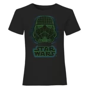 Image of Star Wars Girls Wireframe Stormtrooper Helmet T-Shirt (9-10 Years) (Black)