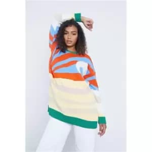 Image of I Saw It First Orange Sunrise Jacquard Oversized Jumper - Orange