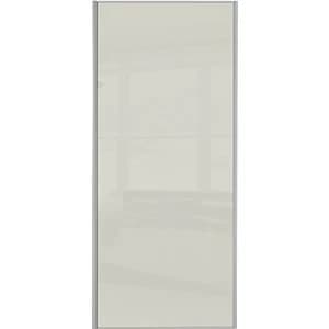 Image of Spacepro Sliding Wardrobe Door Silver Framed Single Panel Arctic White Glass - 2220 x 610mm