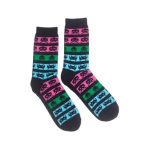 Image of Space Invaders - Neon Colours Unisex 39/42 Socks - Black