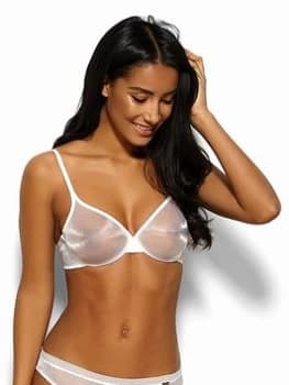 Image of Gossard Glossies Sheer Moulded Bra - White, Size 30C, Women