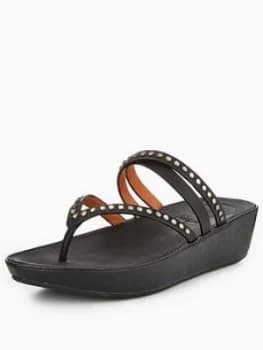 Image of FitFlop Linny Criss Cross Toe Thong Sandal Black Size 8 Women