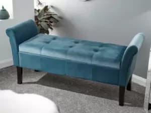 Image of GFW Osborne Teal Upholstered Fabric Ottoman Storage Bench Flat Packed