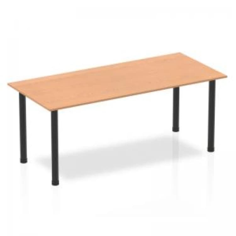 Image of Dynamic Impulse 1800mm Straight Table Oak Top Black Post Leg...