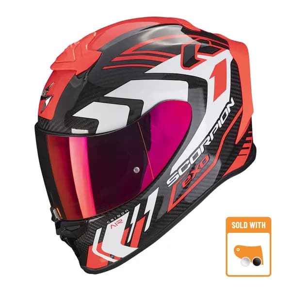 Image of Scorpion Exo-R1 Evo Carbon Air Supra Black-Red Full Face Helmet Size M