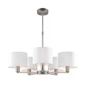 Image of Ceiling Pendant Light Matt Nickel Plate & Vintage White Fabric 5 x 40W E14
