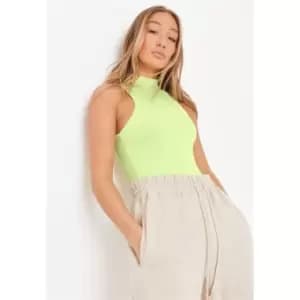 Image of Missguided Seamfree High Neck Racer Bodysuit - Green