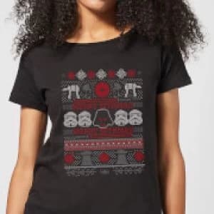 Image of Star Wars Merry Sithmas Knit Womens Christmas T-Shirt - Black
