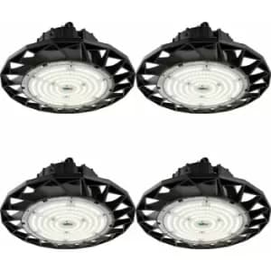 Image of 4 pack High Bay Emergency Pendant Light 200W Daylight White LED - Matt Black