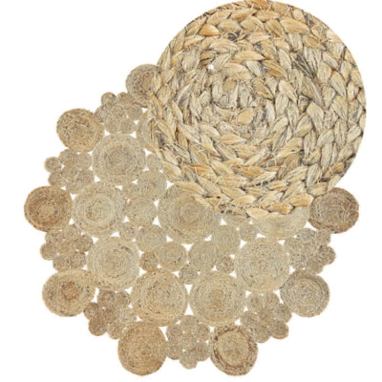 Image of Beliani Round Jute Area Rug 135cm Beige Gerdek