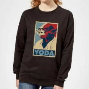 Image of Star Wars Yoda Poster Womens Sweatshirt - Black - XXL