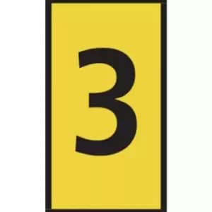 Image of HellermannTyton WIC0 Cable Markers, Pre-printed "3", Yellow, 2 2.8mm Dia. Range