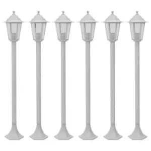 Image of Vidaxl Garden Post Lights 6 Pcs E27 110cm Aluminium White