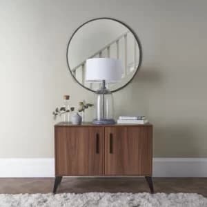Image of Mauro Grey and Clear Table Lamp with Large White Reni Shade