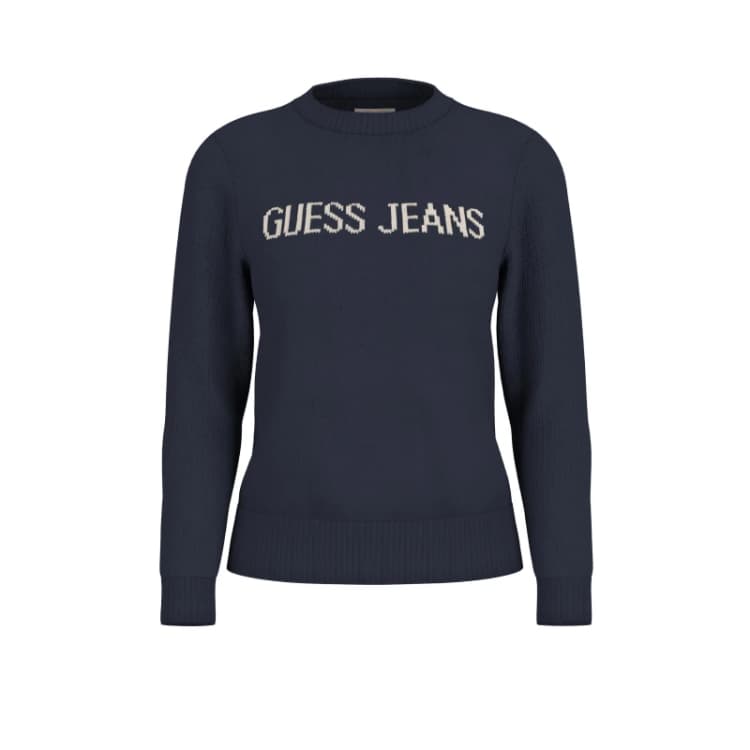 Image of Guess Intarsia Knit Jumper - Blue Blue 10