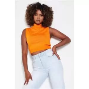 Image of I Saw It First Orange Turtleneck Knitted Cropped Vest - Orange