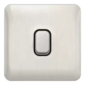 Image of Schneider LSD 1G 20AX Double Pole Switch Black Insert Stainless Steel - GGBL2010BSSS