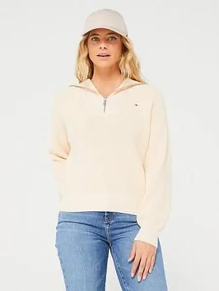 Image of Tommy Hilfiger CO CARDI STITCH half ZIP SWT - Size 16