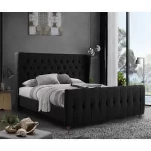 Image of Clarita Bed King Plush Velvet Black
