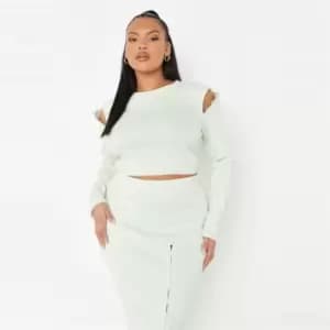 Image of Missguided Coord Rib Button Detail Ls Tee - Green