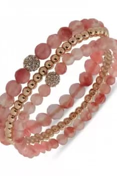 Image of Ladies Anne Klein Jewellery BR SET OF 3 STRETCH - GLD/CHERRY/CRY Bracelet 01B00366