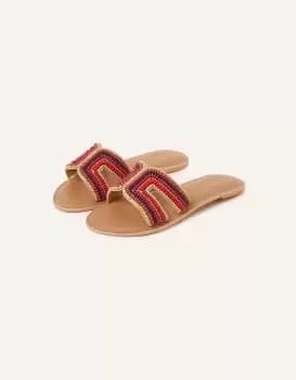 Image of Accessorize Womens Beaded Cut Out Sliders Multi, Size: 36