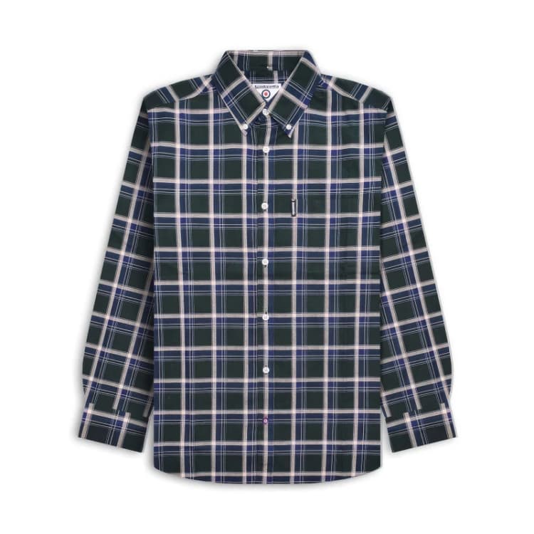 Image of Lambretta Lambretta Sleeve Check Shirt - Green M Male
