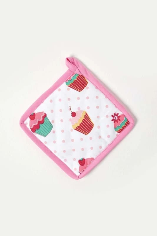 Image of Homescapes Pink Cupcake Cotton Pot Holder Pink unisex
