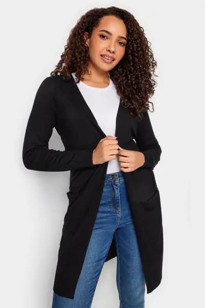 Image of M&Co Longline Fine Knit Cardigan Black