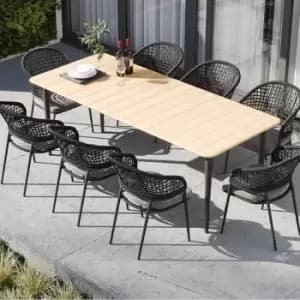 Image of Harbour Lifestyle Cloverly 8 Seat Rectangular Dining With Teak Table - Charcoal