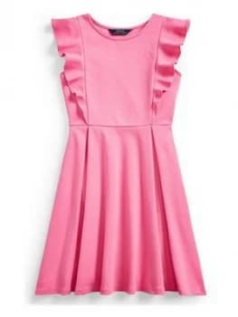 Image of Ralph Lauren Girls Ponte Ruffle Dress, Pink, Size 2 Years, Women