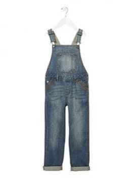 Image of Fat Face Girls Denim Dungarees - Blue, Size Age: 4 Years, Women