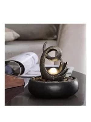 Image of Teamson Home Water Table Top Fountain Indoor Grey Ornament With Lights Pt-Tf0004-Uk