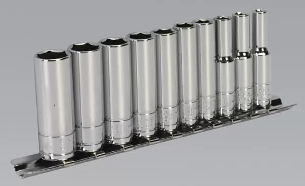 Image of Genuine SEALEY S0498 Socket Set 10pc 1/4Sq Drive 6pt Deep WallDrive® Metric