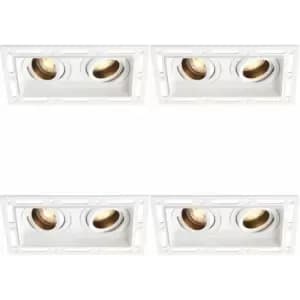 Image of 4 pack Twin Trimless Plaster-In Downlight - 2 x 50W GU10 Reflector LED - White