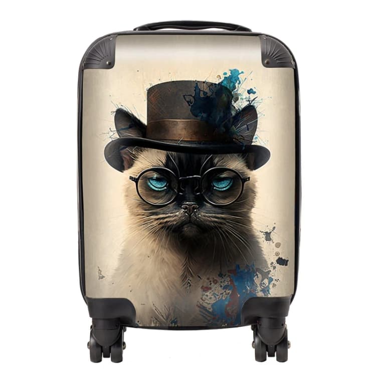 Image of Warren Reed - Designer Siamese Cat Splashart Suitcase Size: Large Multicolor Unisex Large