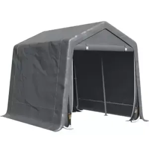 Image of Outsunny Bike Storage Shed w/ Metal Frame, Zipper Doors - Grey
