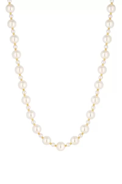 Image of Cream Pearl And Gold Bead 15" Necklace