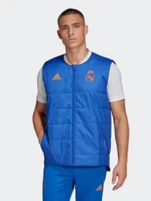 Image of adidas Real Madrid Padded Vest, Blue Size M Men