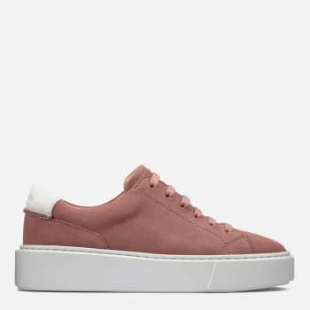 Image of Clarks Womens Hero Lite Lace Suede Flatform Trainers - Rose - UK 4