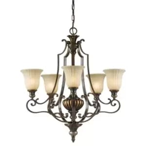 Image of 5 Bulb Chandelier LIght Firenze Gold British Bronze LED E27 60W