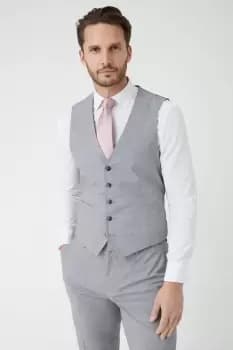 Image of Mens Slim Fit Light Grey Textured Waistcoat