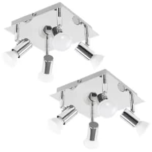 Image of Spotlight Pair of 4 Way Silver Ceiling Plate Spotlight