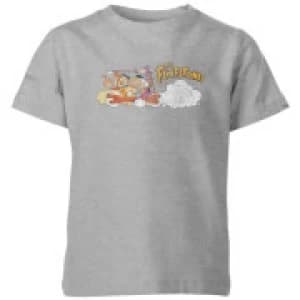 Image of The Flintstones Family Car Distressed Kids T-Shirt - Grey - 11-12 Years