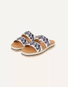 Image of Accessorize Womens Embroidered Two Strap Sandals Natural, Size: 40