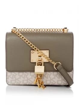 Image of DKNY Elissa logo flap chain cross body bag Grey