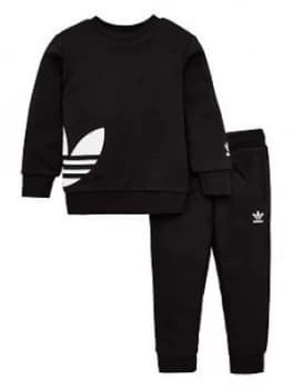 Image of Adidas Originals Childrens Big Trefoil Crew Tracksuit - Black