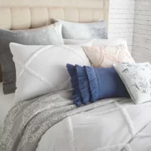 Image of Peri Home Chenille Lattice Kingsize Duvet Cover, White